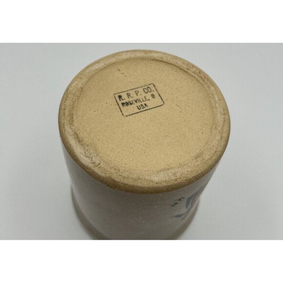 Vtg 1987 RRP Co Roseville Stoneware 1 qt High‎ Jar Crock Hand Painted Amish Home - Picture 7 of 9